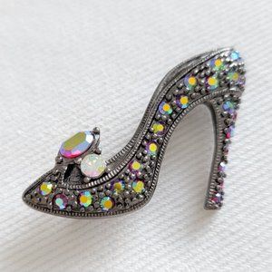 Lia Sophia Diva Vintage Aurora Borealis Rhinestone Crystals Shoe Pin Brooch